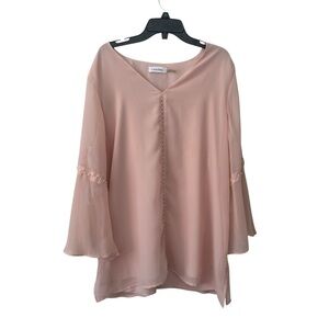 Calvin Klein blouse sz 14 top bell sleeves pastel pearl coquette cottagecore
